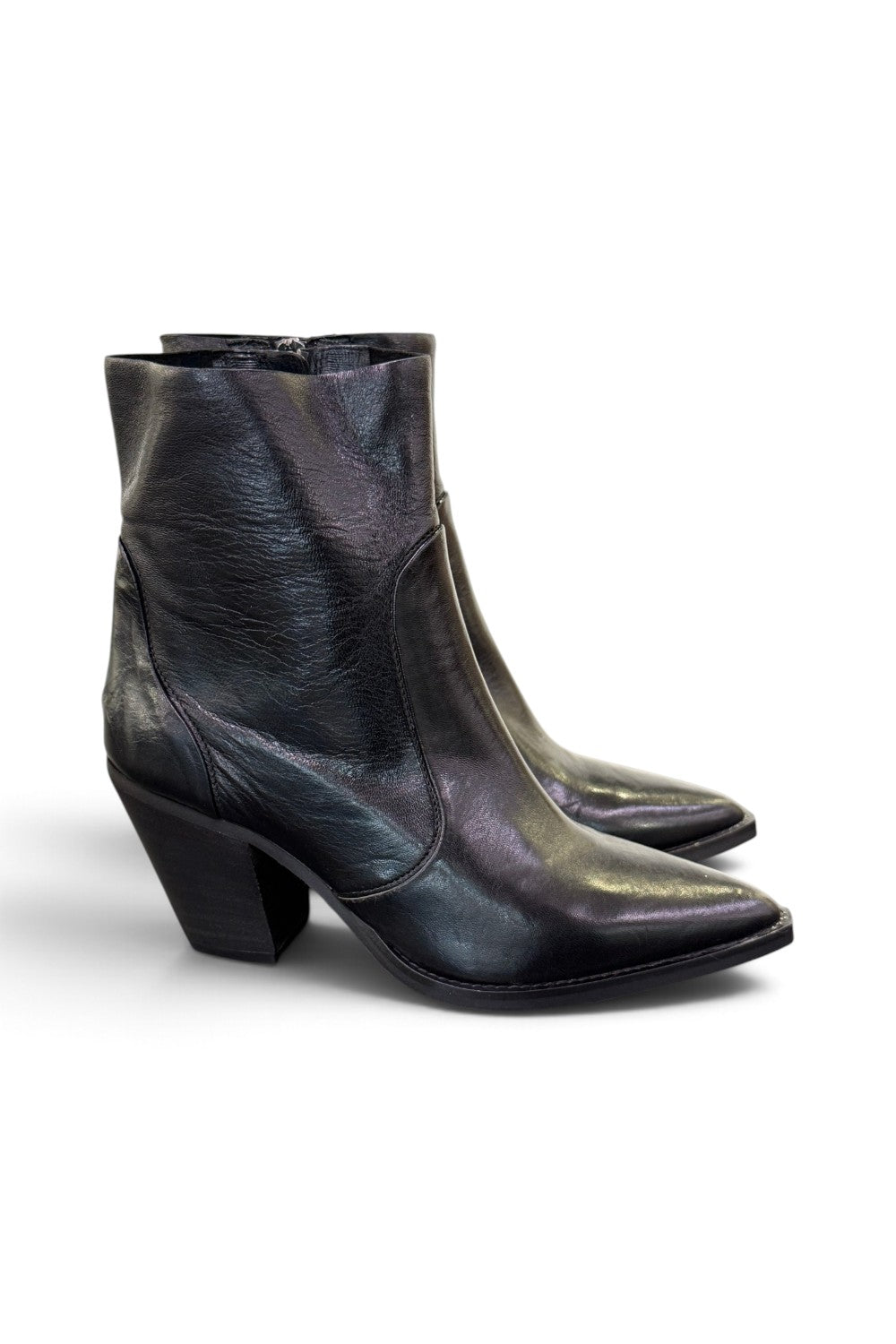 Stivaletto texano pelle nera Anima tacco 70 