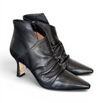 Stivaletto arricciato con tacco in pelle nera Anima 