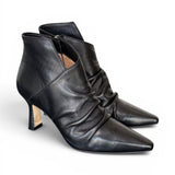 Stivaletto arricciato con tacco in pelle nera Anima 