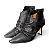 Stivaletto arricciato con tacco in pelle nera Anima 