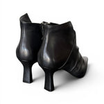 Stivaletto arricciato con tacco in pelle nera Anima 