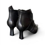 Stivaletto arricciato con tacco in pelle nera Anima 