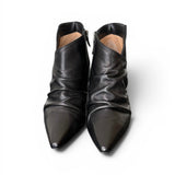 Stivaletto arricciato con tacco in pelle nera Anima 