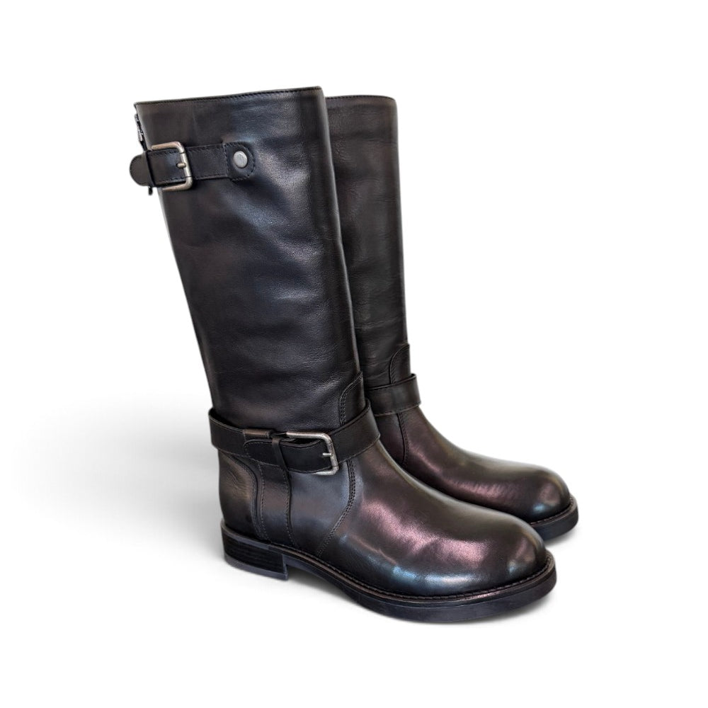 Stivale biker pelle nera Anima 