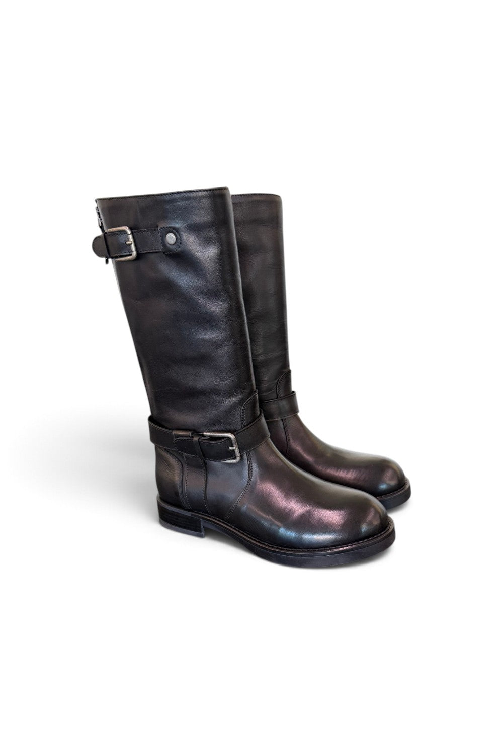 Stivale biker pelle nera Anima 