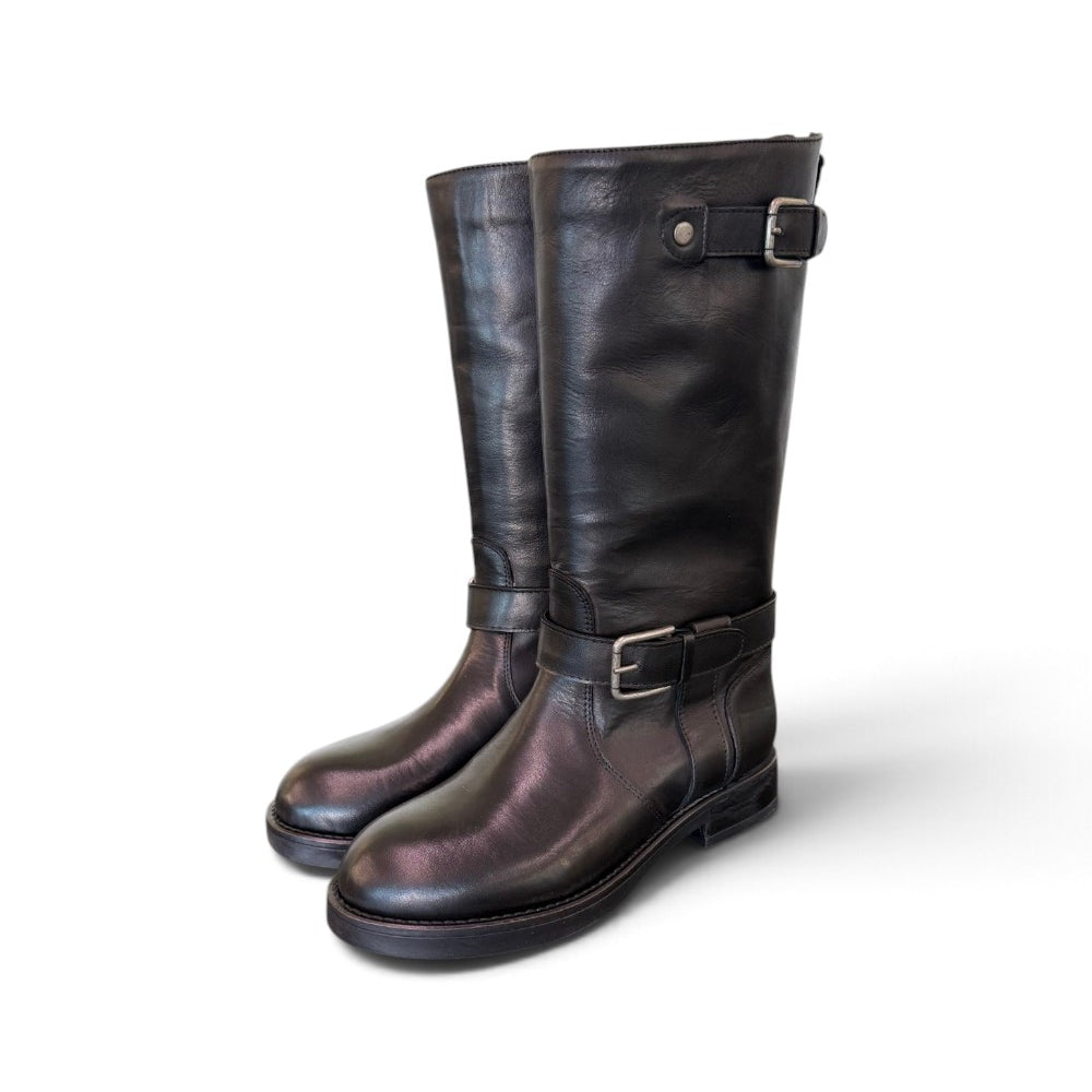 Stivale biker pelle nera Anima 
