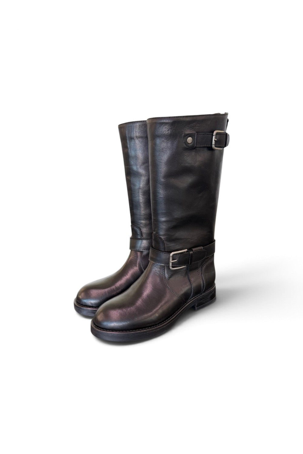 Stivale biker pelle nera Anima 