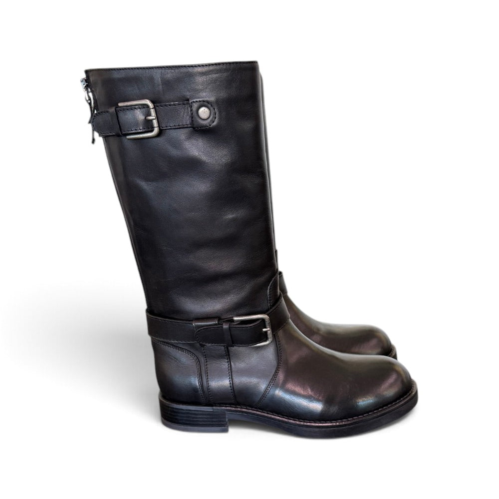 Stivale biker pelle nera Anima 