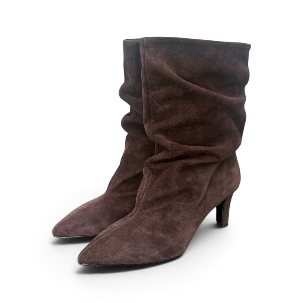 Stivaletto arricciato sfilato suede moro Bianca Di<BR/> 