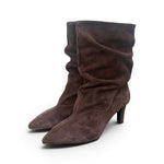 Stivaletto arricciato sfilato suede moro Bianca Di<BR/> 