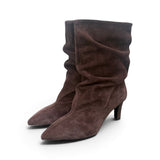 Stivaletto arricciato sfilato suede moro Bianca Di<BR/> 