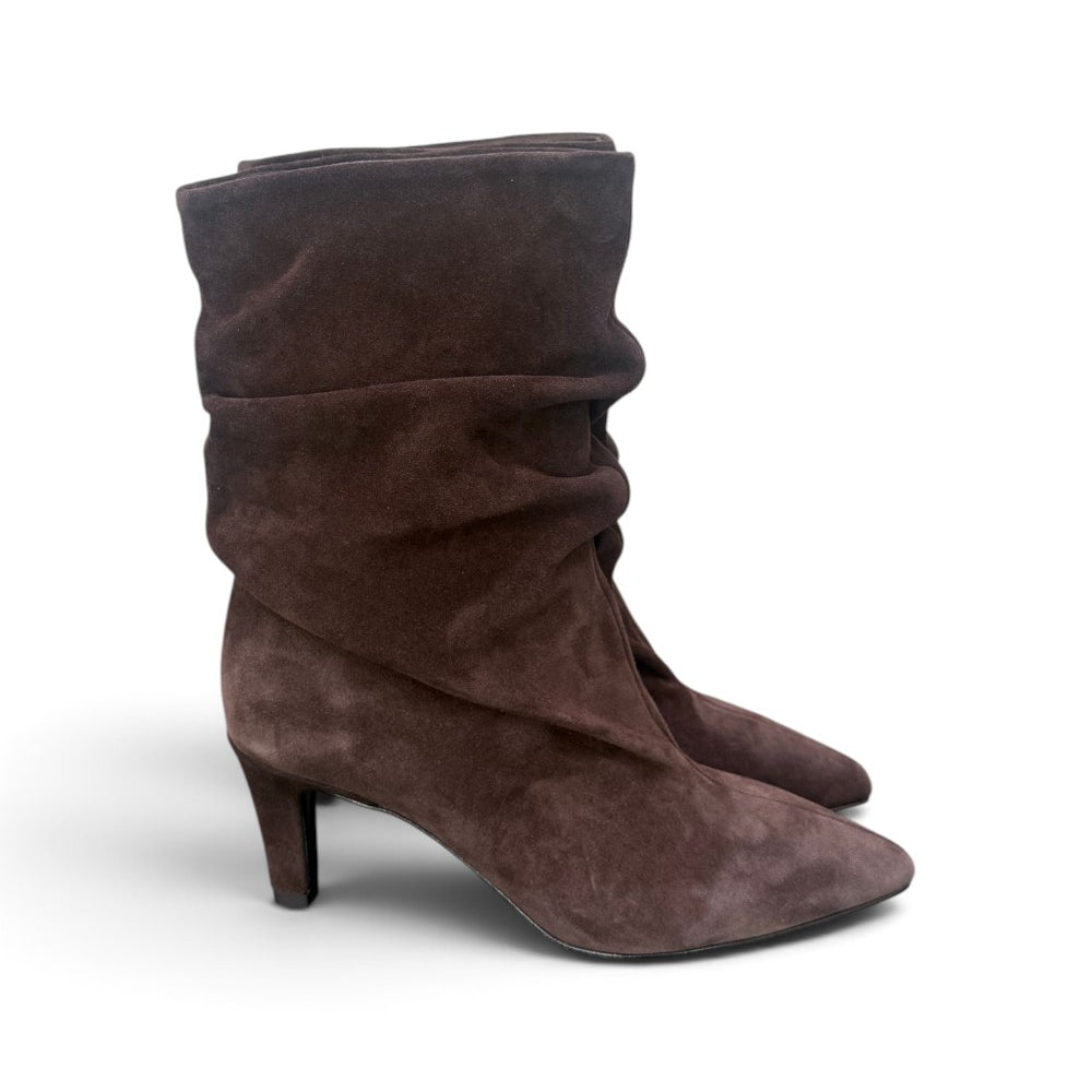 Stivaletto arricciato sfilato suede moro Bianca Di<BR/> 