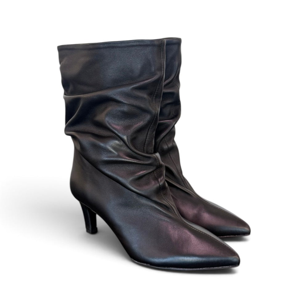 Stivaletto arricciato sfilato nero Bianca Di<BR/> 