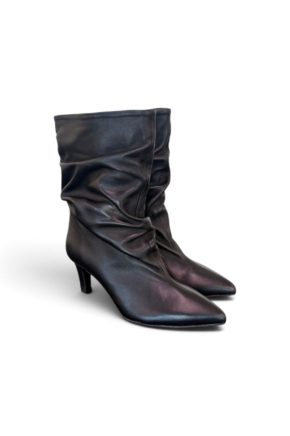 Stivaletto arricciato sfilato nero Bianca Di<BR/> 