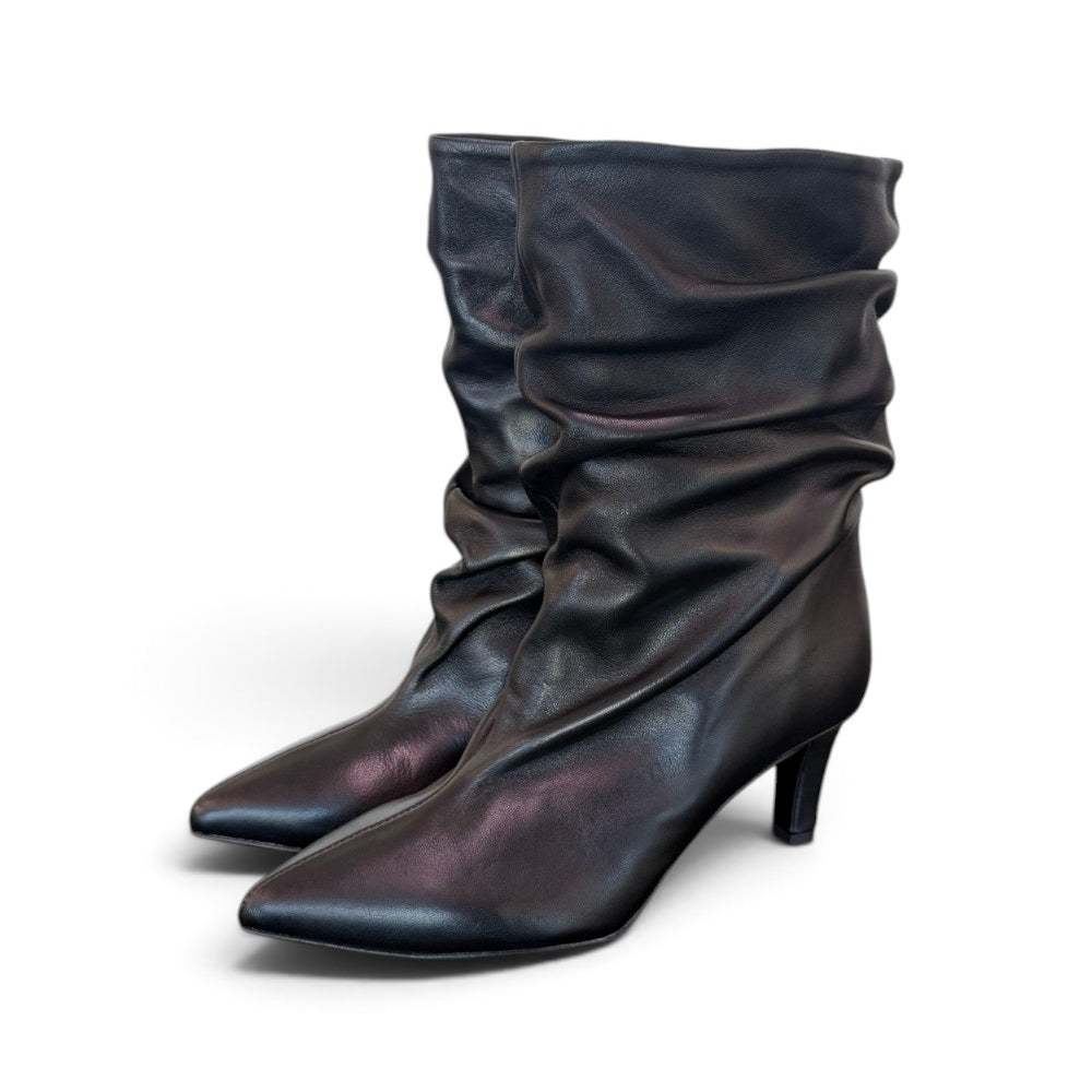 Stivaletto arricciato sfilato nero Bianca Di<BR/> 