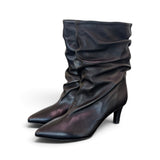 Stivaletto arricciato sfilato nero Bianca Di<BR/> 