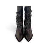 Stivaletto arricciato sfilato nero Bianca Di<BR/> 