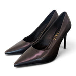 Decolté pelle nera tacco 90 Chiconic<BR/> 