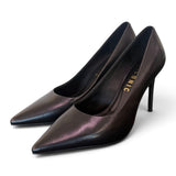 Decolté pelle nera tacco 90 Chiconic<BR/> 