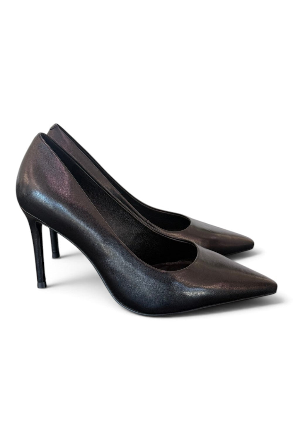 Decolté pelle nera tacco 90 Chiconic<BR/> 