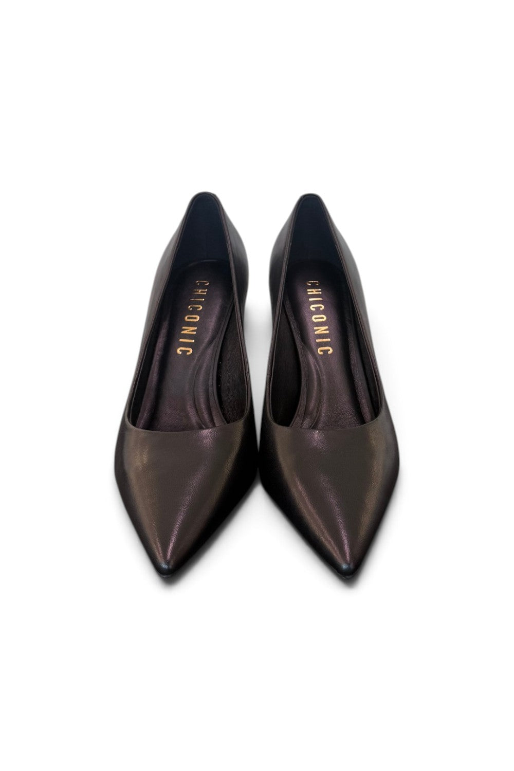 Decolté pelle nera tacco 90 Chiconic<BR/> 