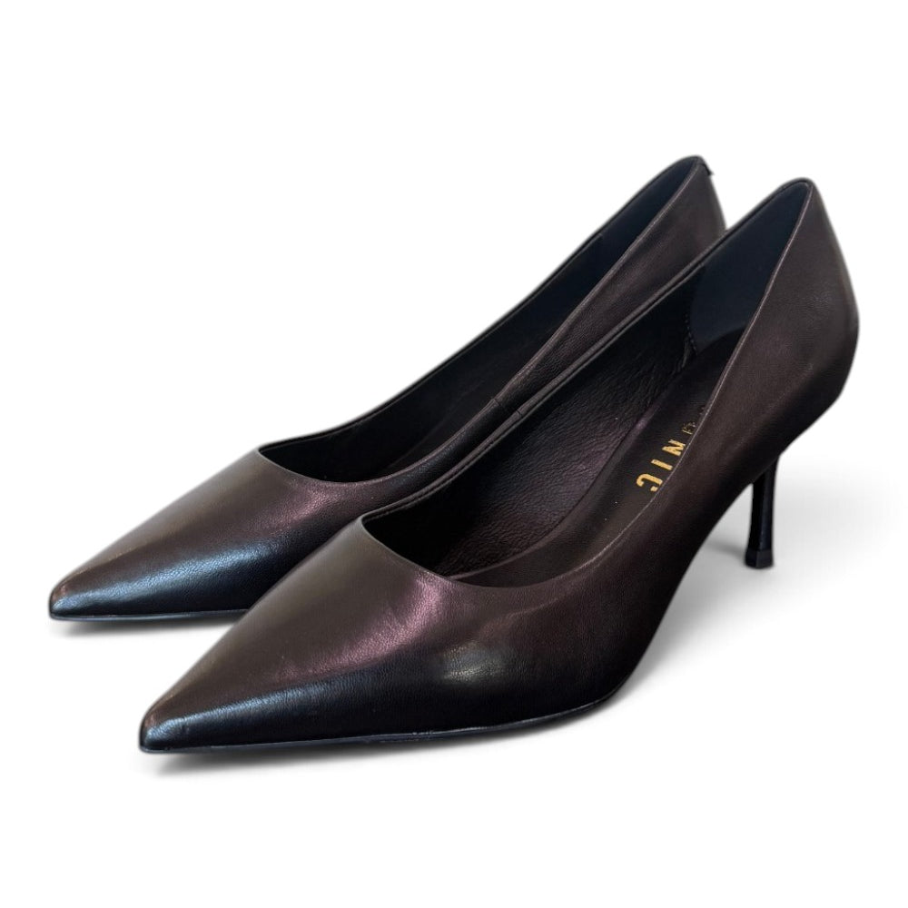 Decolté pelle nera tacco 70 Chiconic<BR/> 