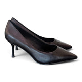 Decolté pelle nera tacco 70 Chiconic<BR/> 