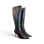 Stivale pelle nera tacco 70 Chiconic<BR/> 