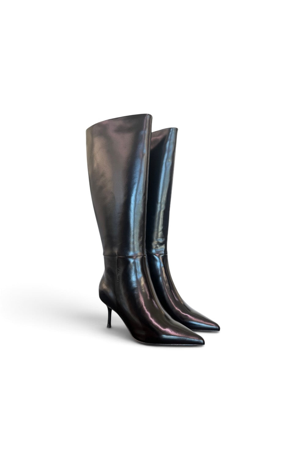 Stivale pelle nera tacco 70 Chiconic<BR/> 