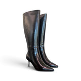 Stivale pelle nera tacco 70 Chiconic<BR/> 