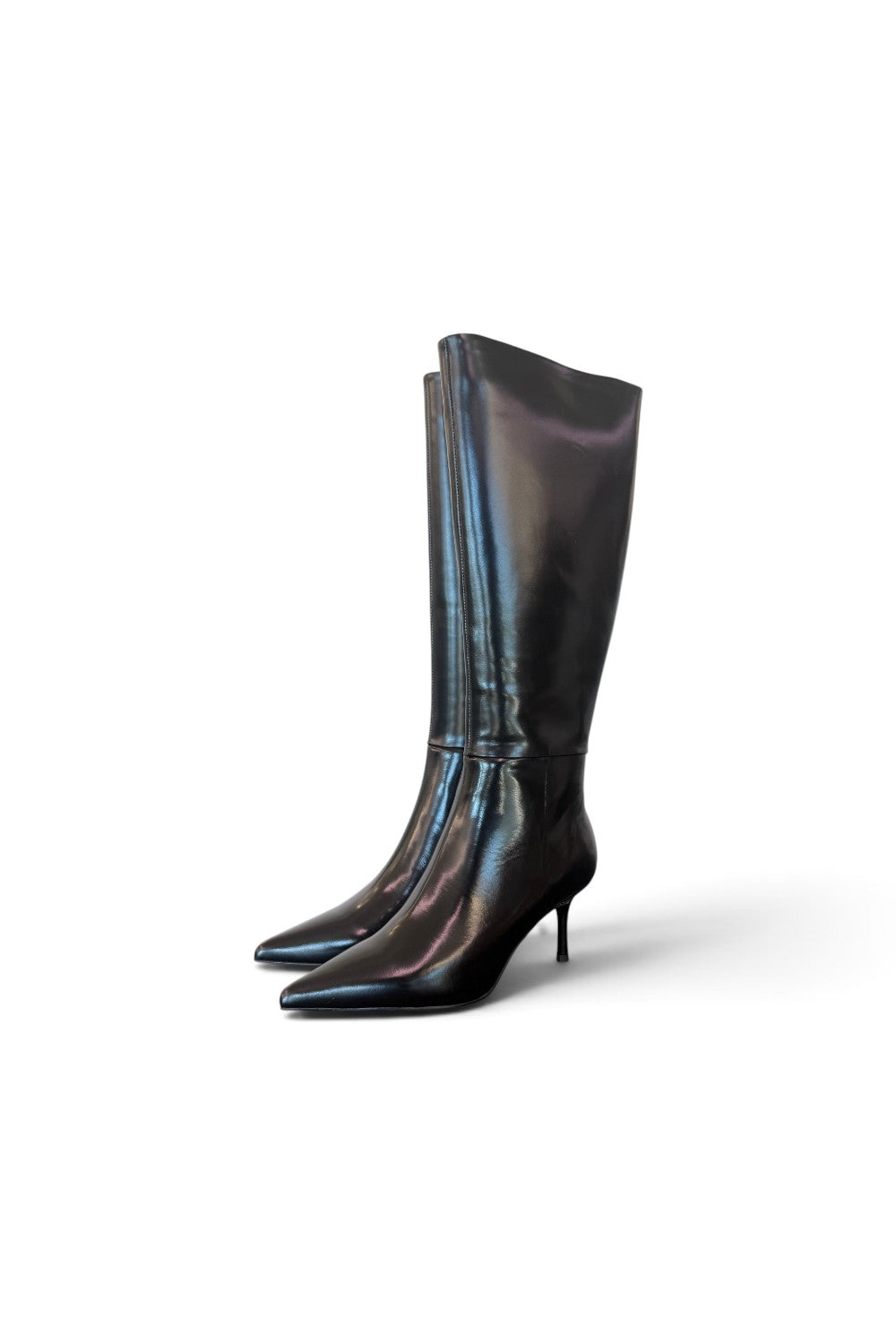 Stivale pelle nera tacco 70 Chiconic<BR/> 