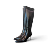 Stivale pelle nera tacco 70 Chiconic<BR/> 