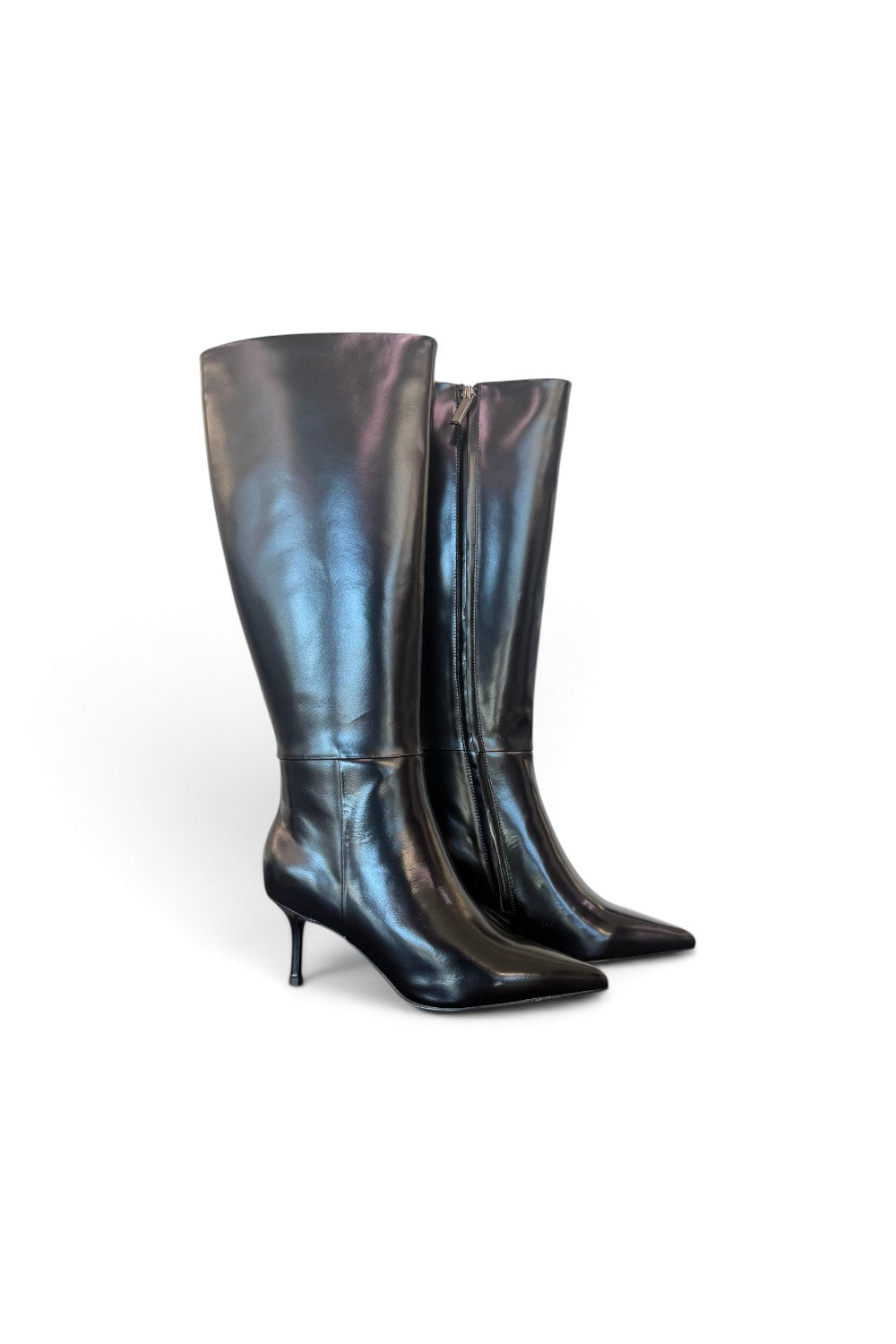 Stivale pelle nera tacco 70 Chiconic<BR/> 