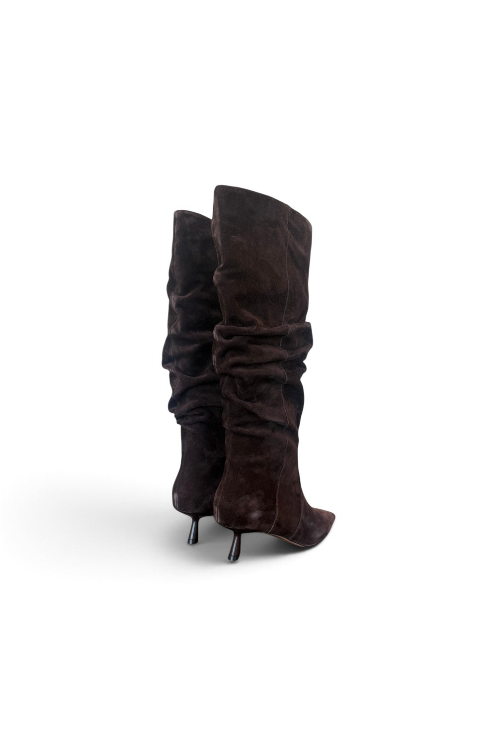 Stivale arricciato suede moro tacco 50 Chiconic<BR/> 