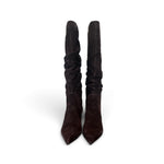 Stivale arricciato suede moro tacco 50 Chiconic<BR/> 