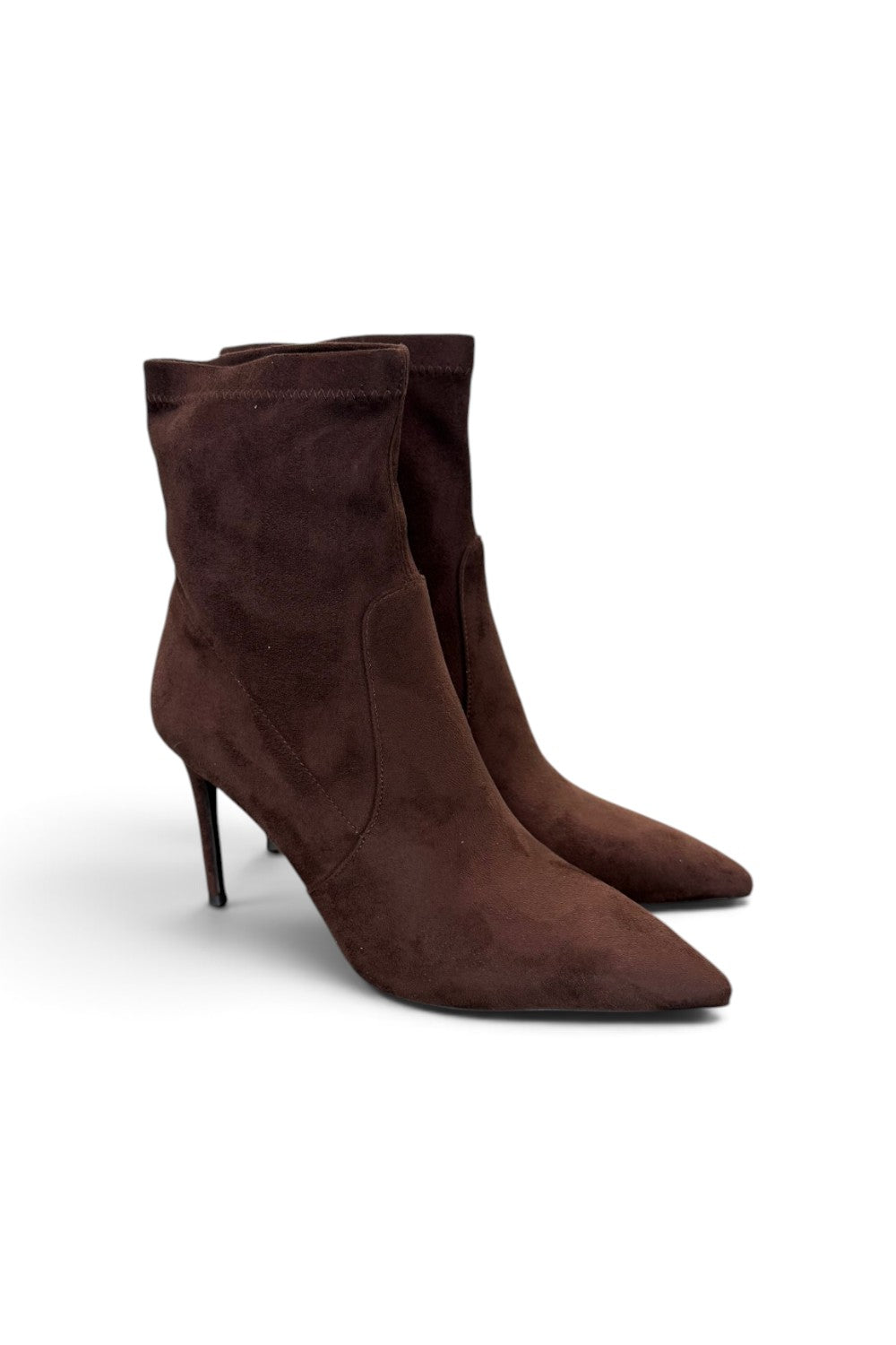 Stivaletto tessuto scamosciato moro tacco 9 Chiconic 