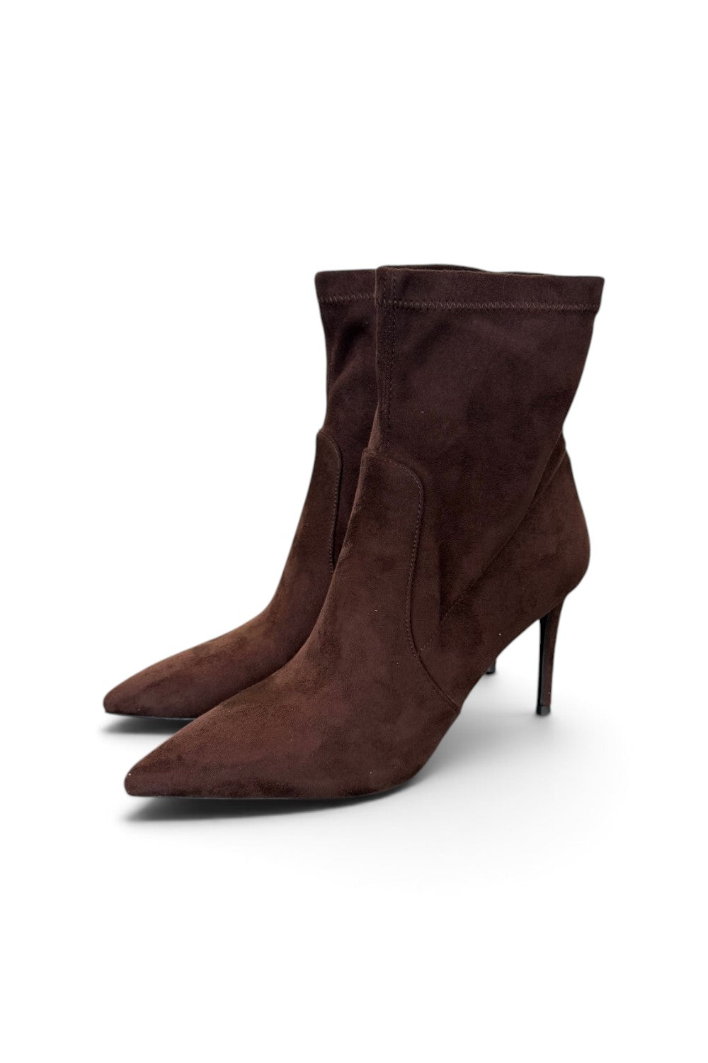Stivaletto tessuto scamosciato moro tacco 9 Chiconic 