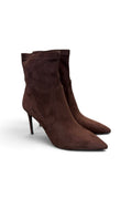 Stivaletto tessuto scamosciato moro tacco 9 Chiconic