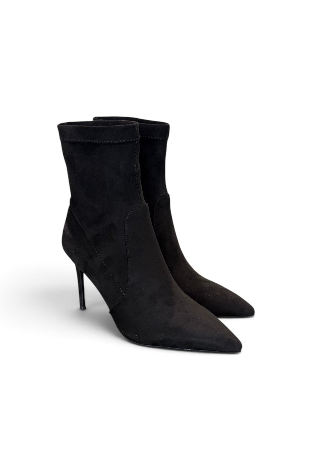 Stivaletto tessuto scamosciato nero tacco 9 Chiconic 