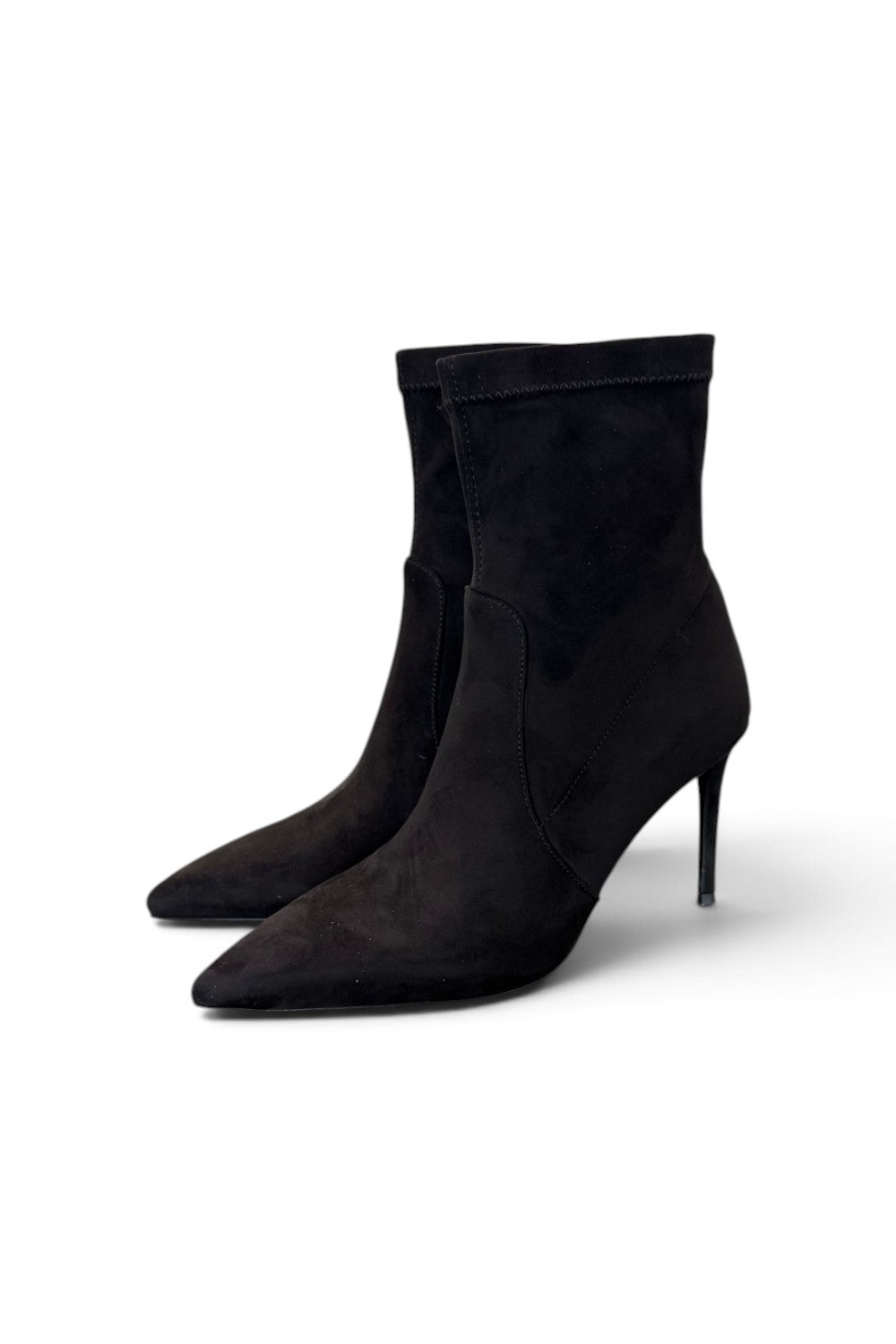 Stivaletto tessuto scamosciato nero tacco 9 Chiconic 