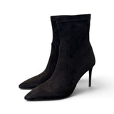 Stivaletto tessuto scamosciato nero tacco 9 Chiconic 