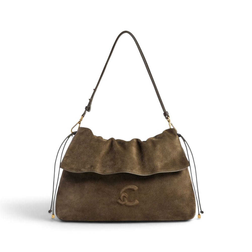 Borsa donna Coccinelle Lidia suede fango patta 