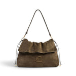 Borsa donna Coccinelle Lidia suede fango patta 