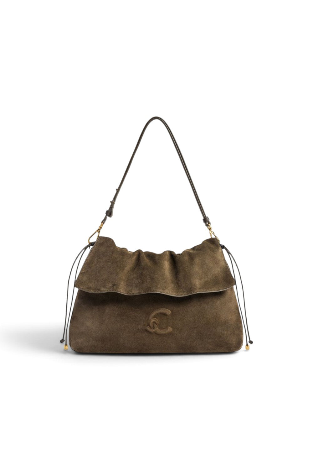 Borsa donna Coccinelle Lidia suede fango patta 