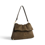 Borsa donna Coccinelle Lidia suede fango patta 