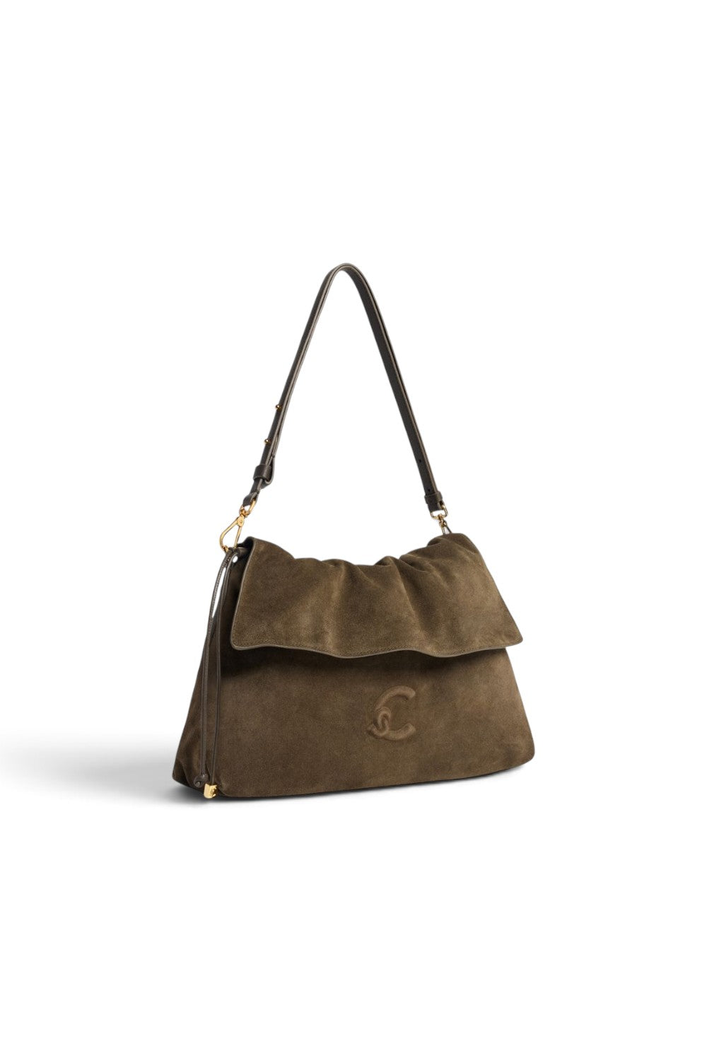 Borsa donna Coccinelle Lidia suede fango patta 