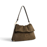 Borsa donna Coccinelle Lidia suede fango patta 
