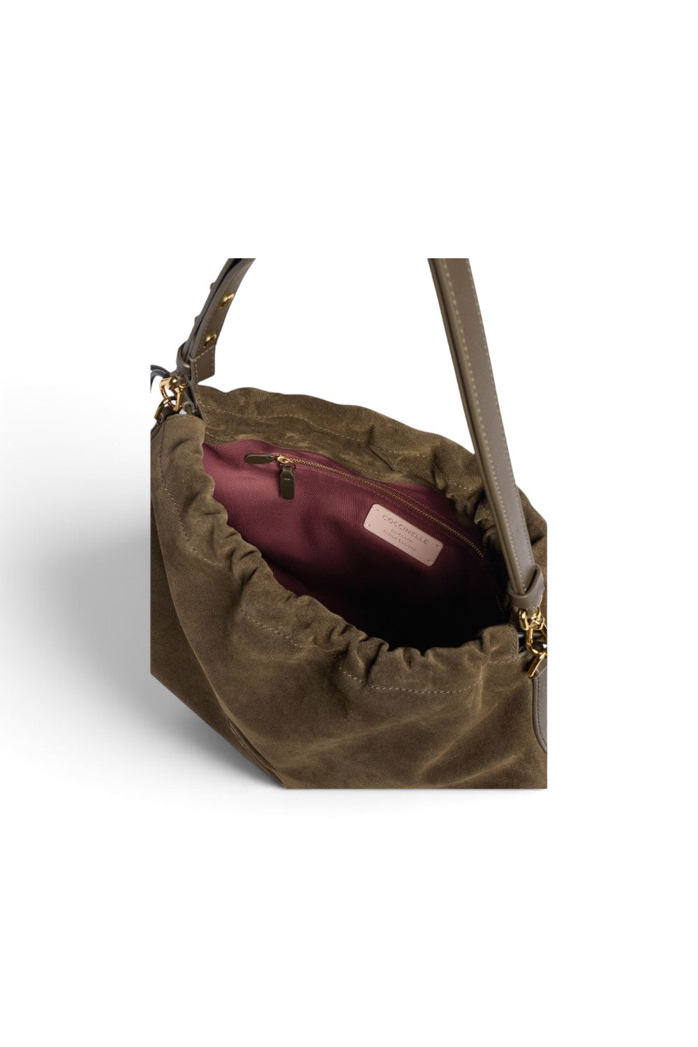 Borsa donna Coccinelle Lidia suede fango patta 