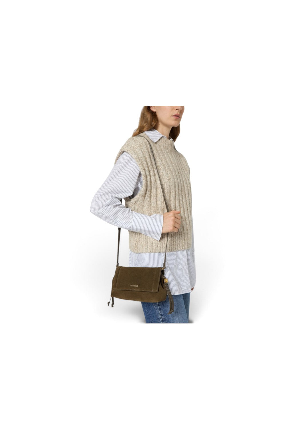 Borsa donna Coccinelle  Thess suede fango 