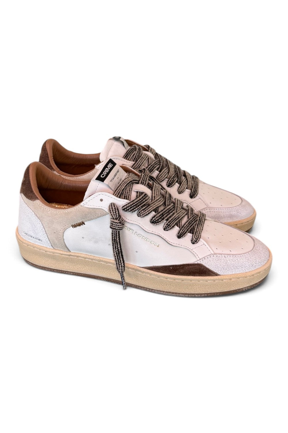 Sneaker uomo Crime London Chelsea cool white brown 